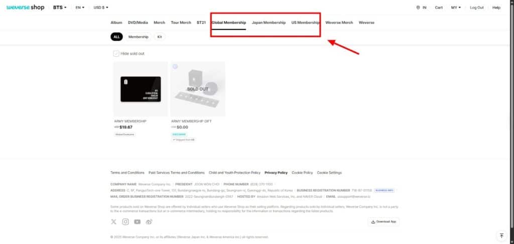 Navigate the BTS membership