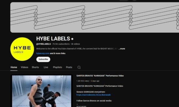 HYBE LABELS youtube channel