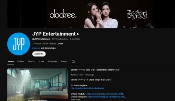 JYP Entertainment youtube channel
