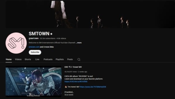 SMTOWN youtube channel